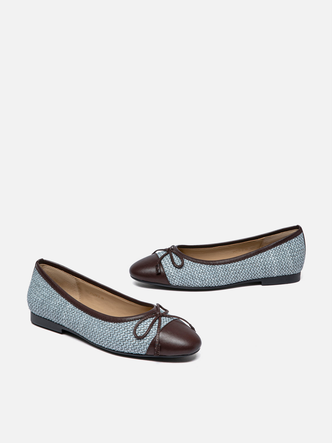 PAZZION, Georgia Tweed Toe Cap Bow Flats, Blue