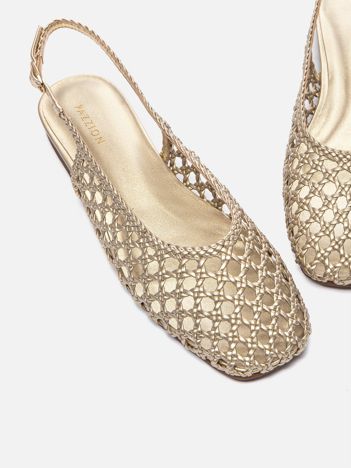 PAZZION, Ginevra Woven Slingback Flats, Gold