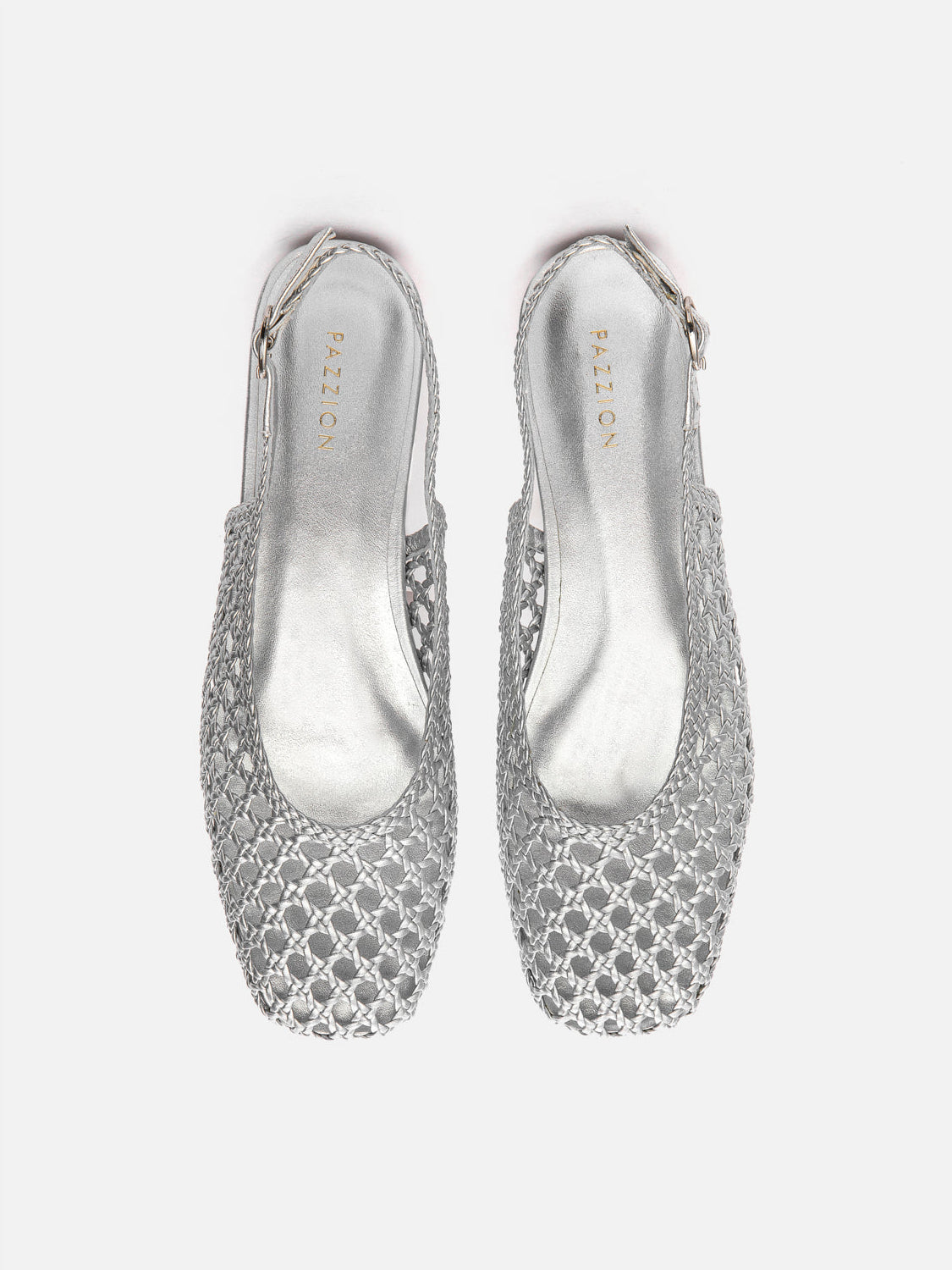 PAZZION, Ginevra Woven Slingback Flats, Silver