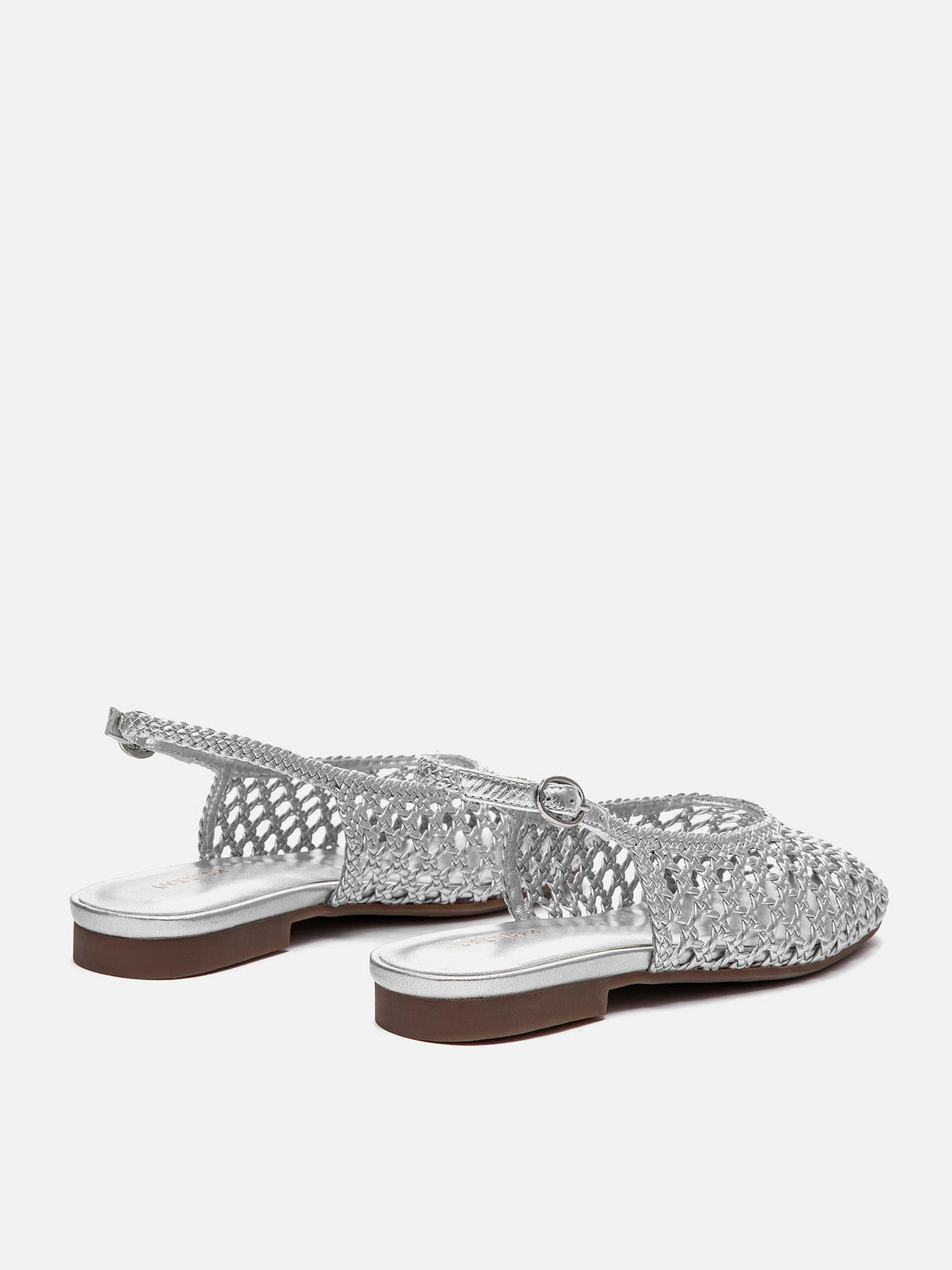 PAZZION, Ginevra Woven Slingback Flats, Silver
