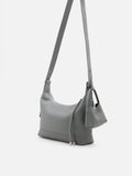 PAZZION, Giovanna Slouchy Leather Shoulder Bag, Grey