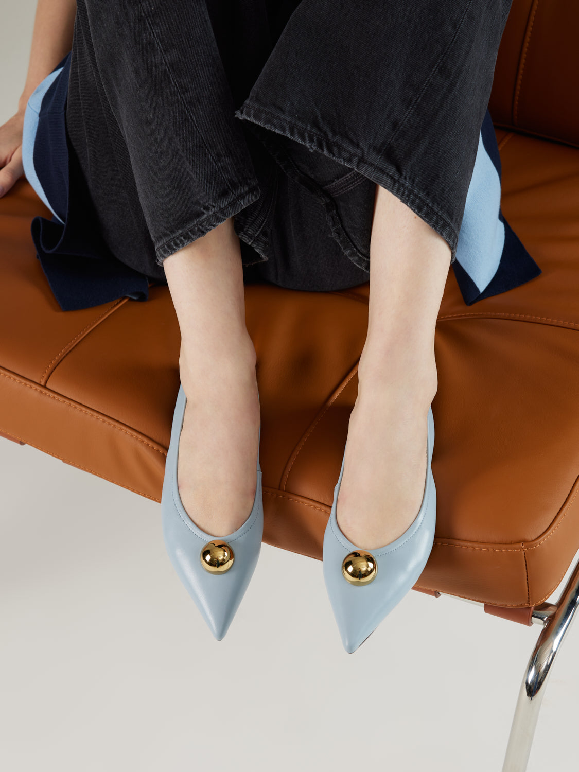 PAZZION, Givannia Leather Foldable Flats, Blue