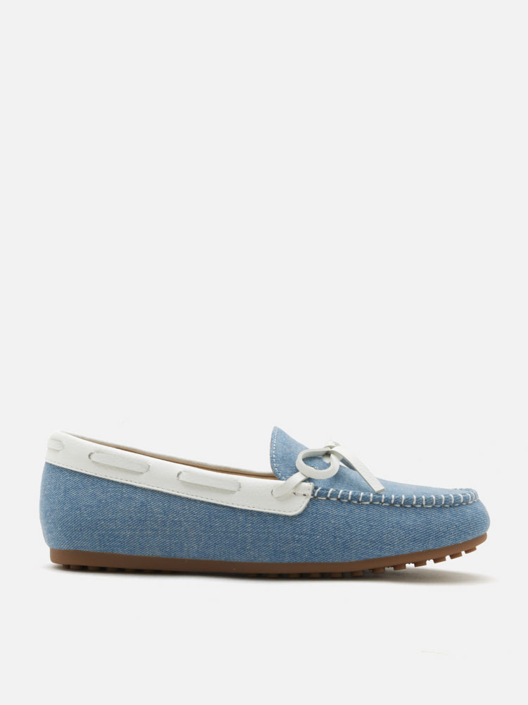 PAZZION, Glenda Denim Bow Moccasins, Lightblue