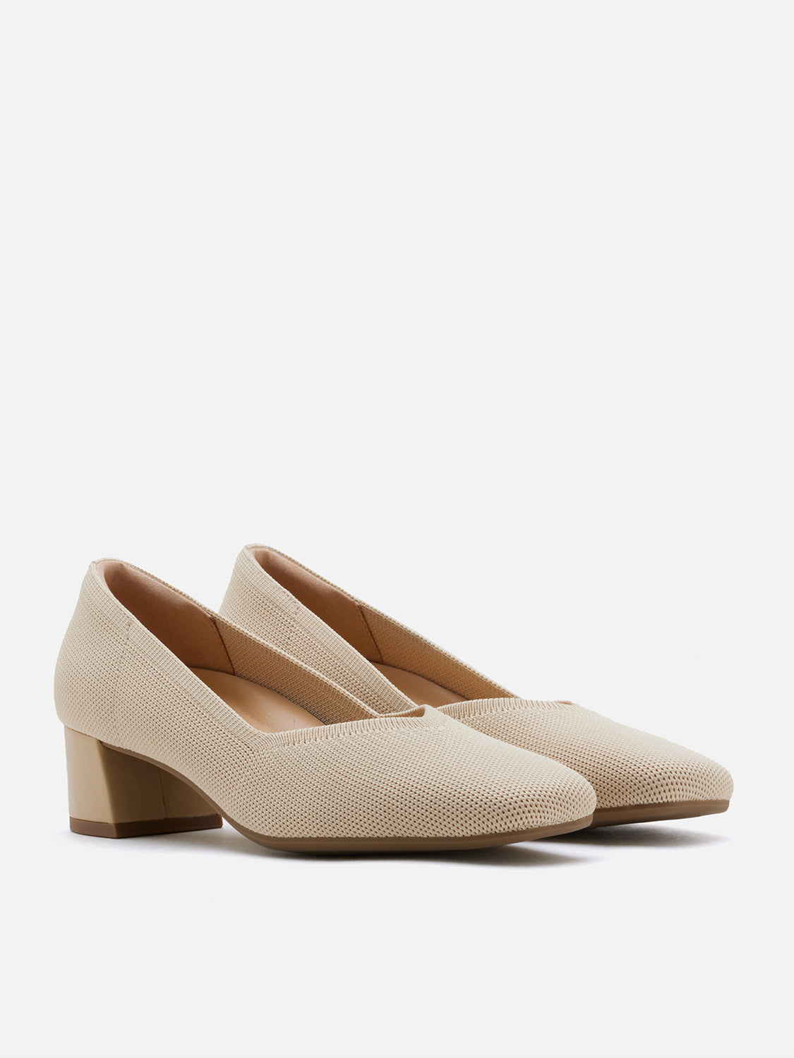 PAZZION, Glenda Flyknit Low Heels, Almond