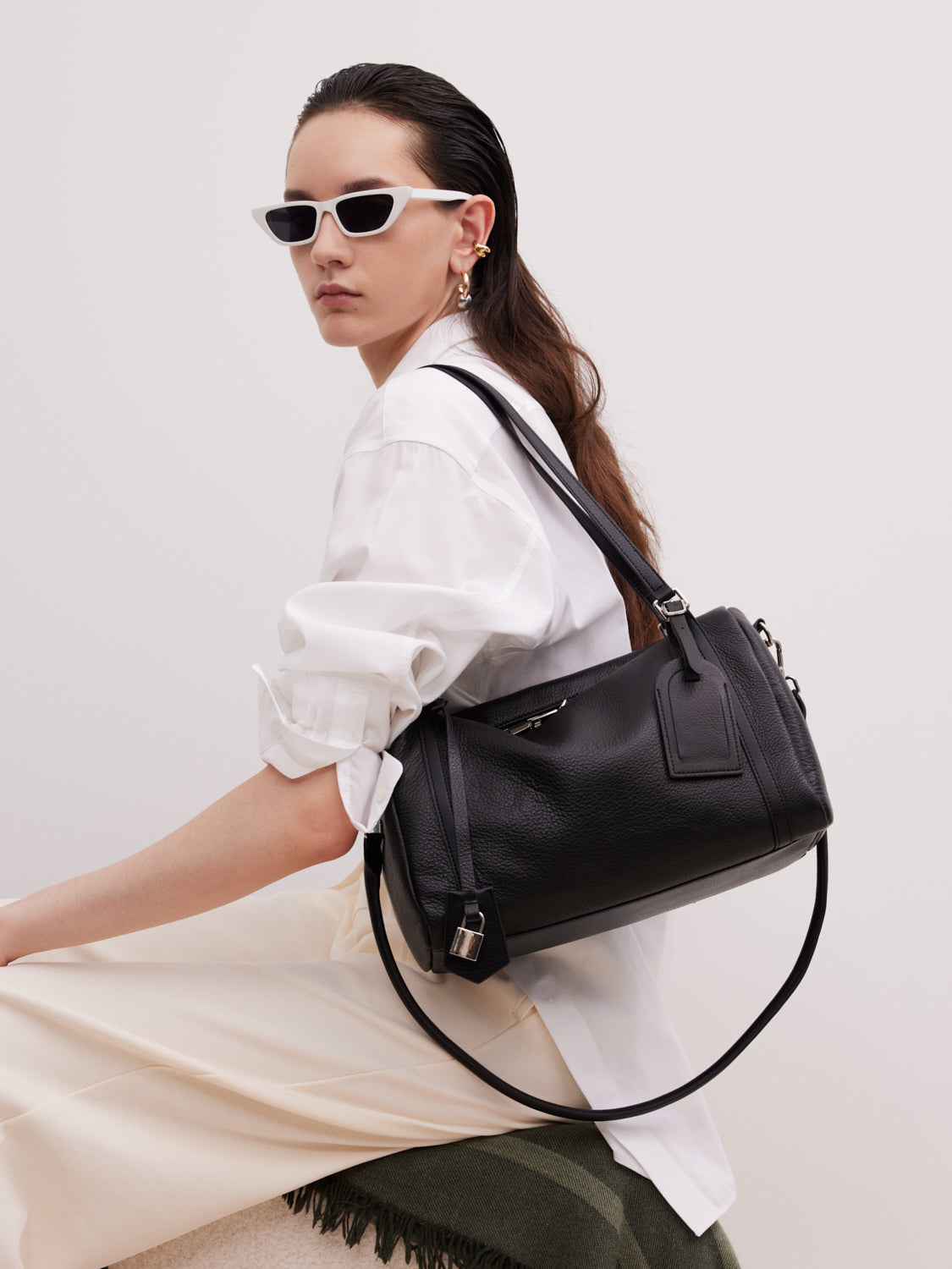 PAZZION, Greta Leather Bag, Black