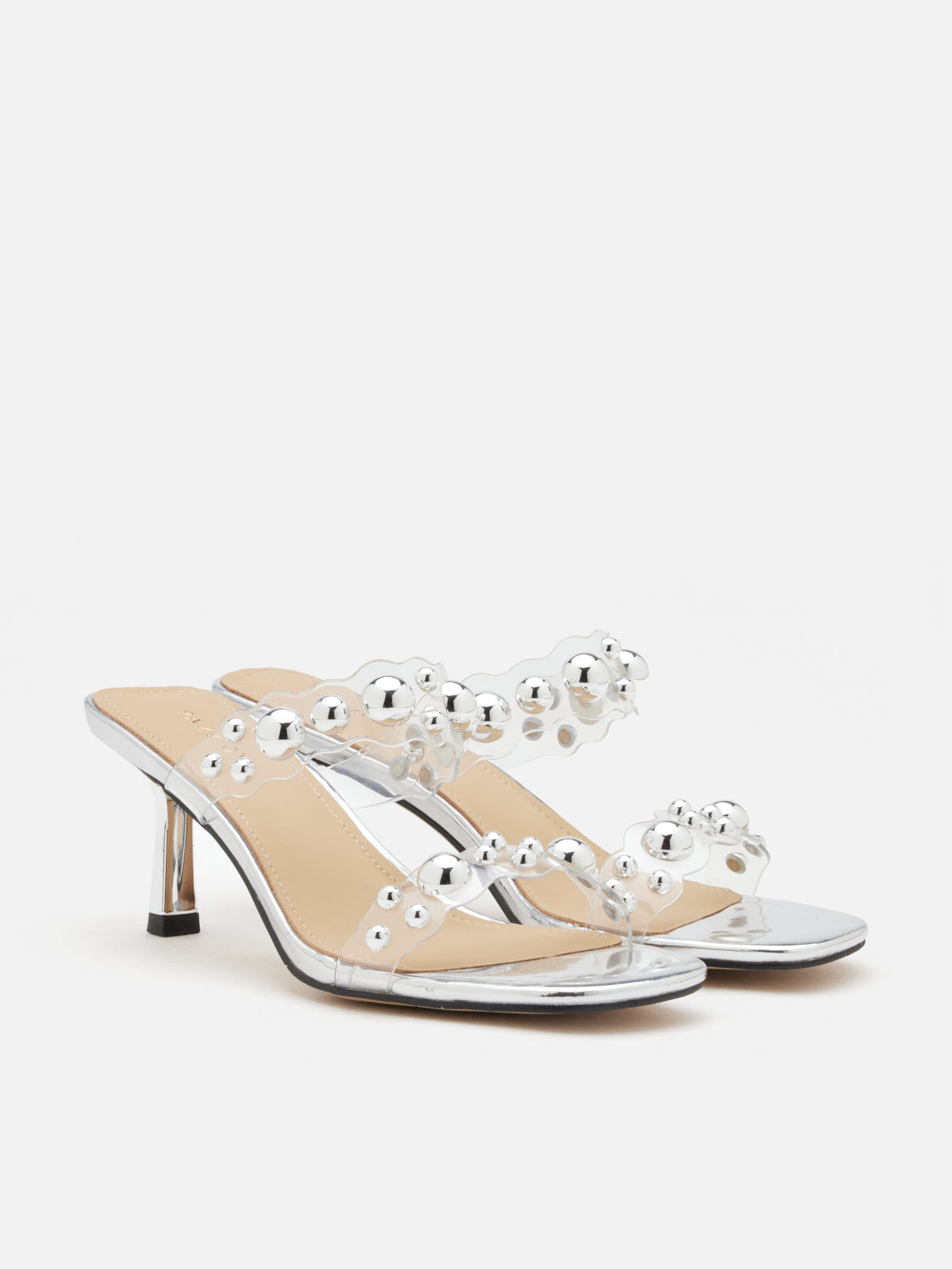 PAZZION, Greylisse Pearl Encrusted Sandal Heels, White