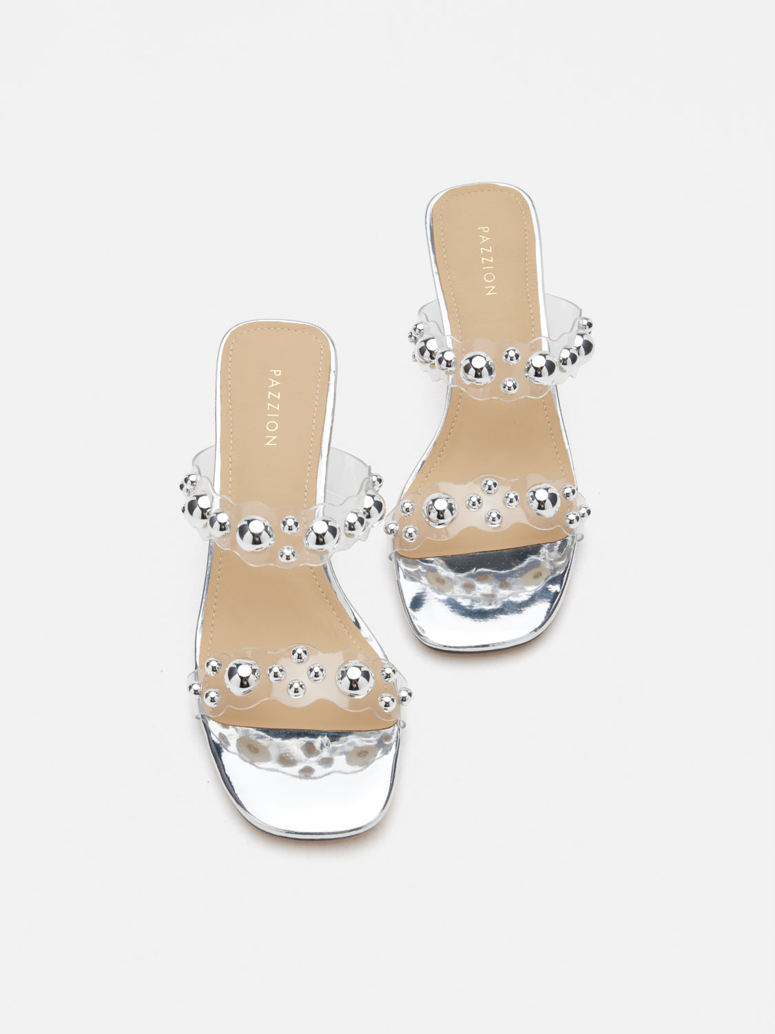 PAZZION, Greylisse Pearl Encrusted Sandal Heels, White