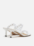 PAZZION, Greylisse Pearl Encrusted Sandal Heels, White