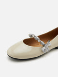 PAZZION, Guillame Braided Strap Patent Mary Janes, Beige