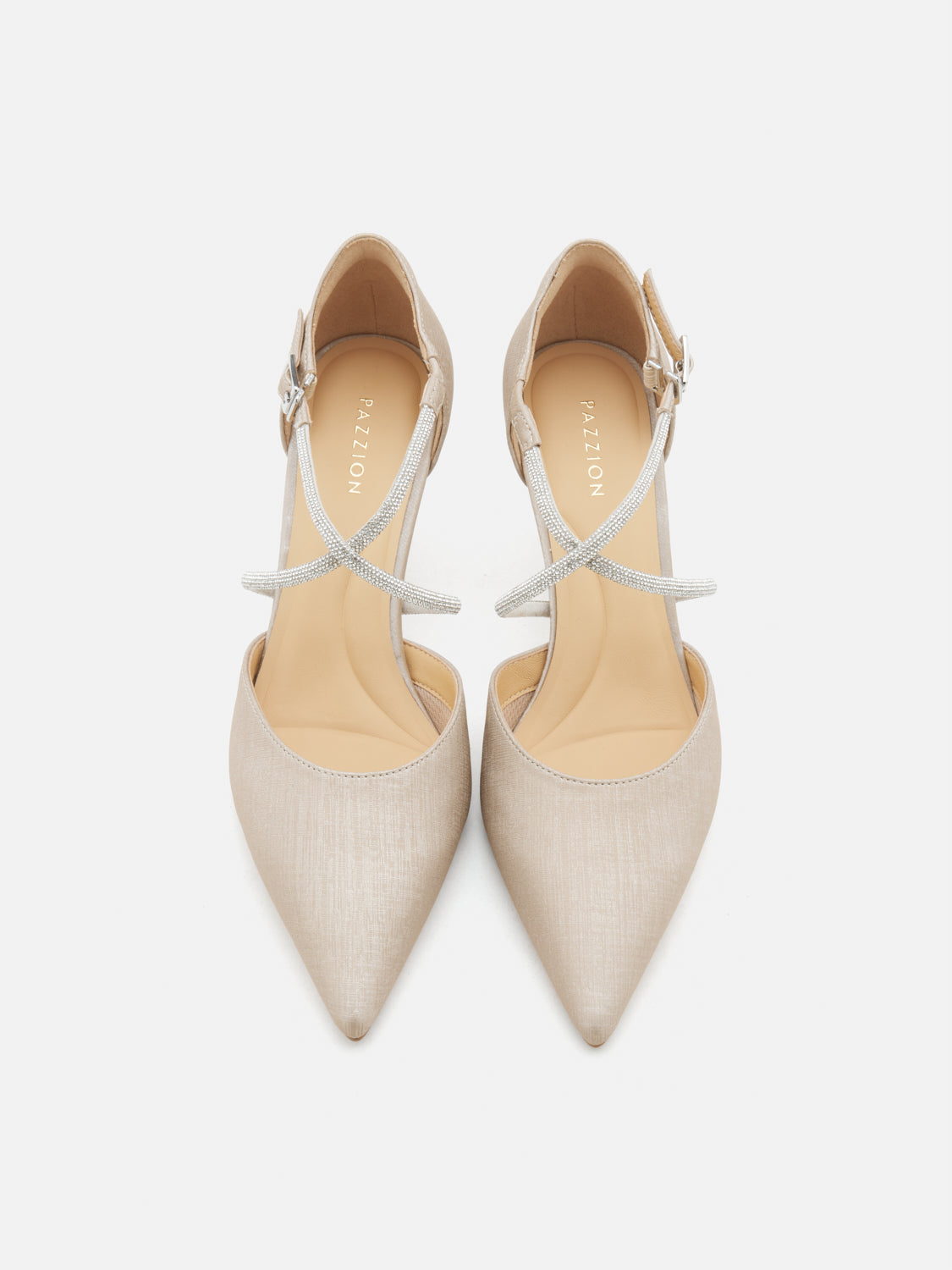 PAZZION, Halina Crystal Embellished Pointed Toe Heels - Almond, Almond