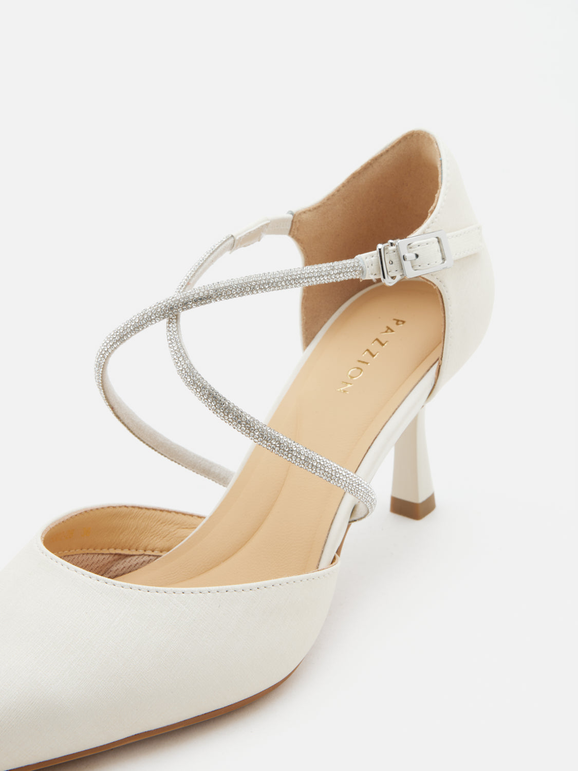 PAZZION, Halina Crystal Embellished Pointed Toe Heels - Beige, Beige