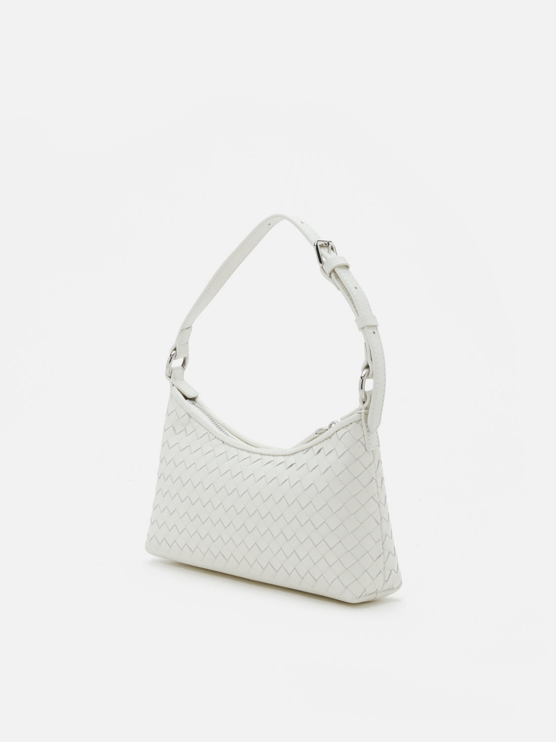 PAZZION, Halina Woven Leather Bag, White
