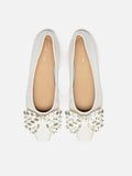 PAZZION, Halisse Diamante Bow Leather Flats, Beige
