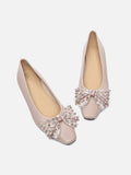 PAZZION, Halisse Diamante Bow Leather Flats, Pink