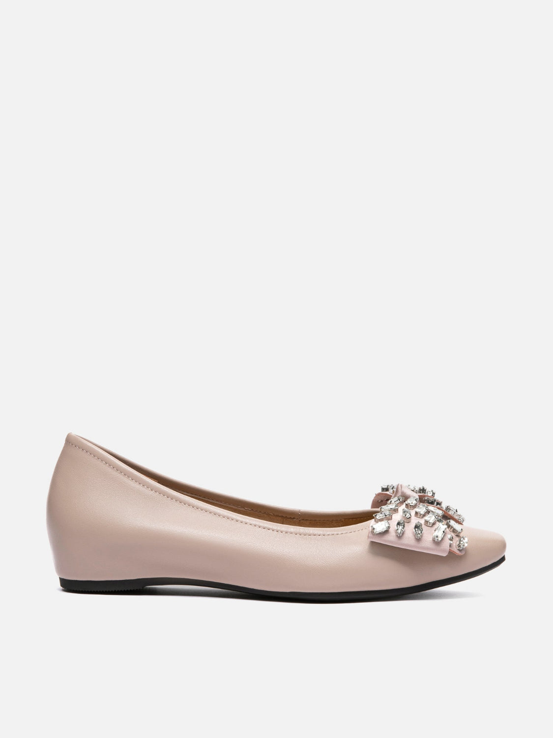 PAZZION, Halisse Diamante Bow Leather Flats, Pink