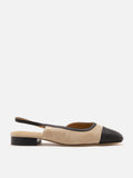PAZZION, Hanneli Toe Cap Suede Slingback Flats, Almond