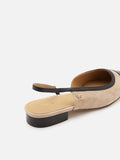 PAZZION, Hanneli Toe Cap Suede Slingback Flats, Almond