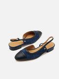 PAZZION, Hanneli Toe Cap Suede Slingback Flats, Darkblue