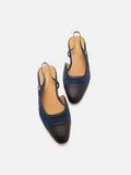 PAZZION, Hanneli Toe Cap Suede Slingback Flats, Darkblue