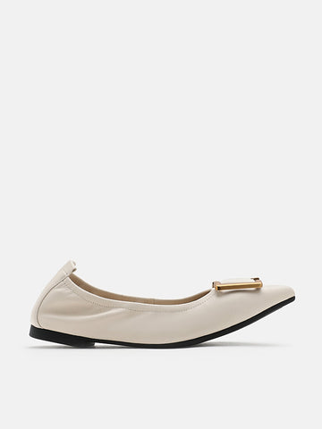 Harper Gold Buckled Pointed-Toe Flats