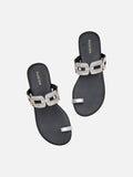 PAZZION, Helivara Crystal Link Slides, Black