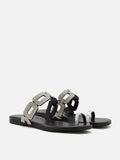 PAZZION, Helivara Crystal Link Slides, Black