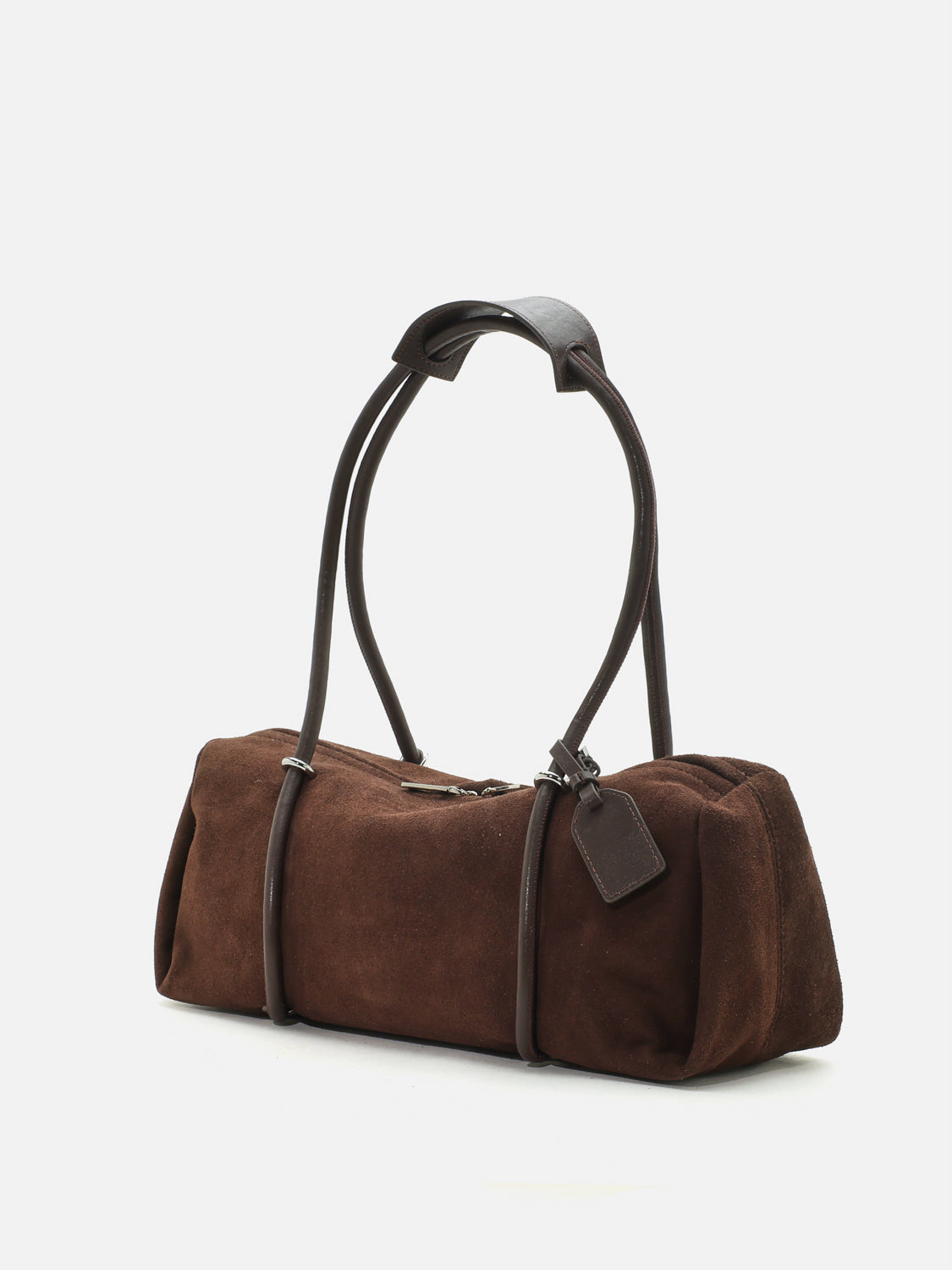 PAZZION, Henrietta Horizontal Leather Shoulder Bag - Dark Brown, Brown