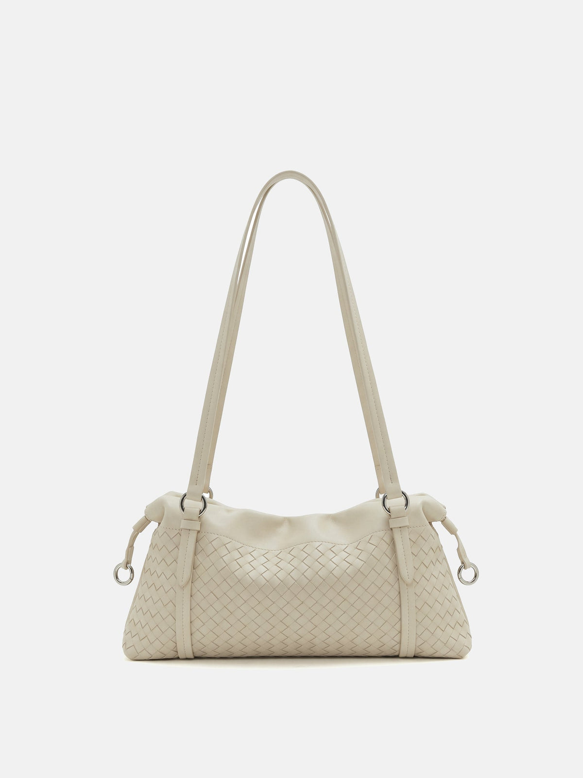PAZZION, Ida Woven Leather Shoulder Bag, Beige