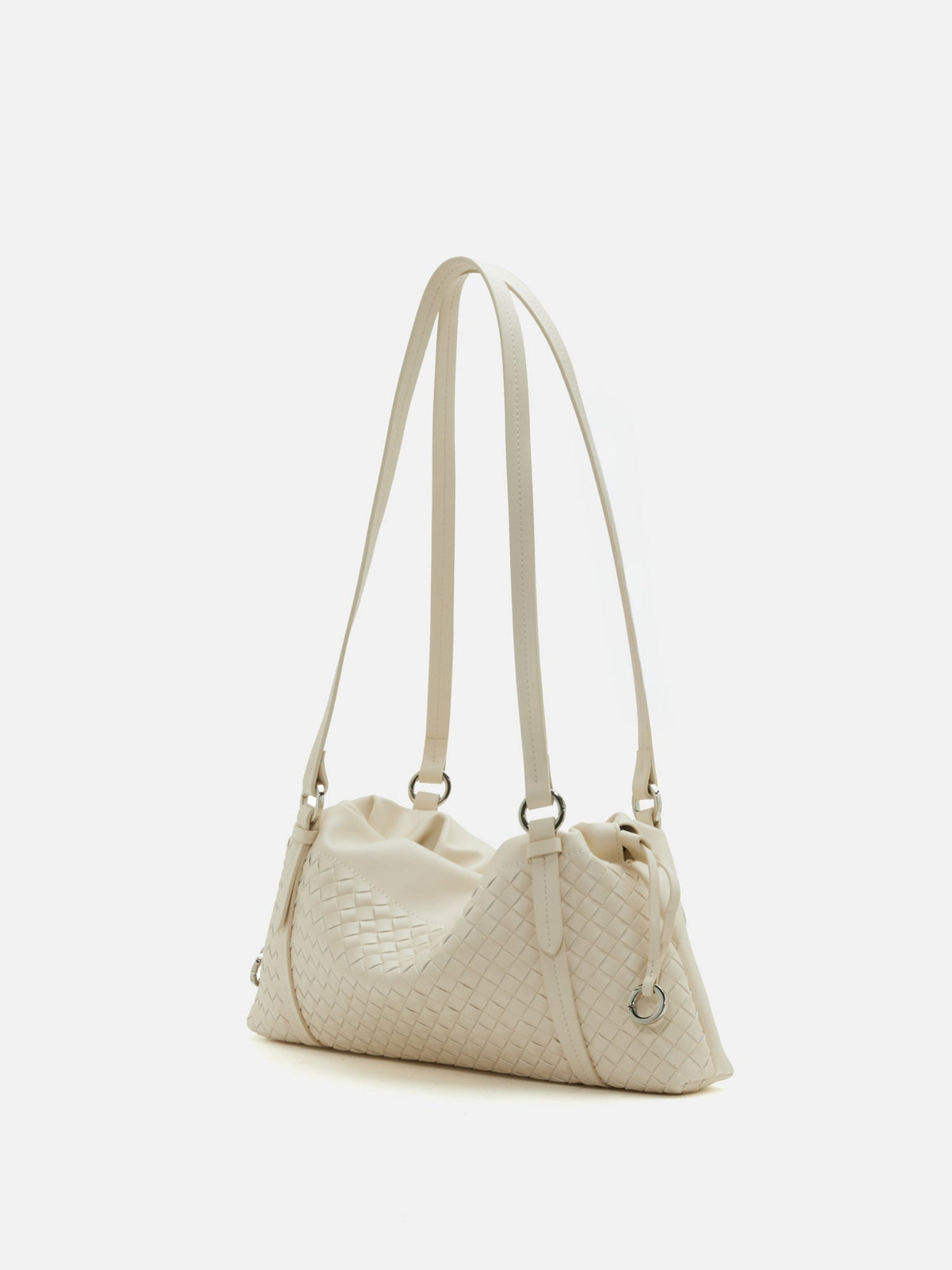PAZZION, Ida Woven Leather Shoulder Bag, Beige