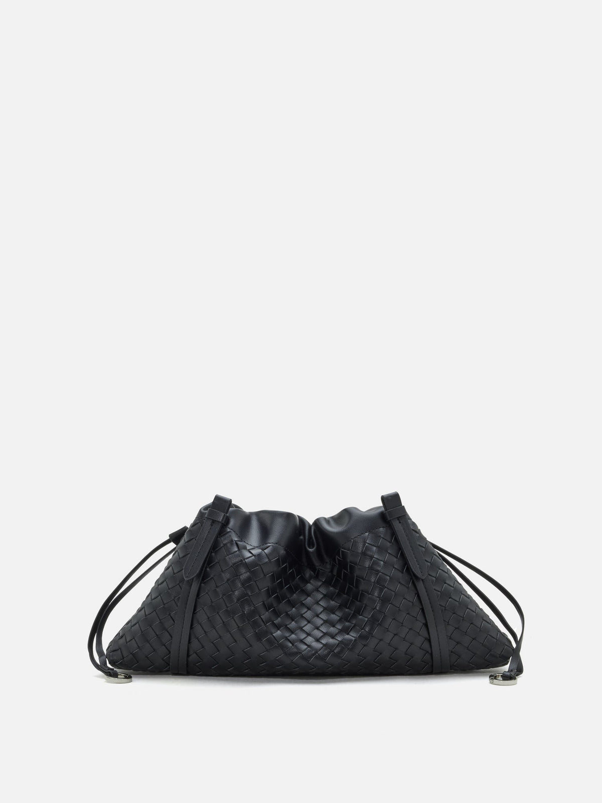 PAZZION, Ida Woven Leather Shoulder Bag, Black