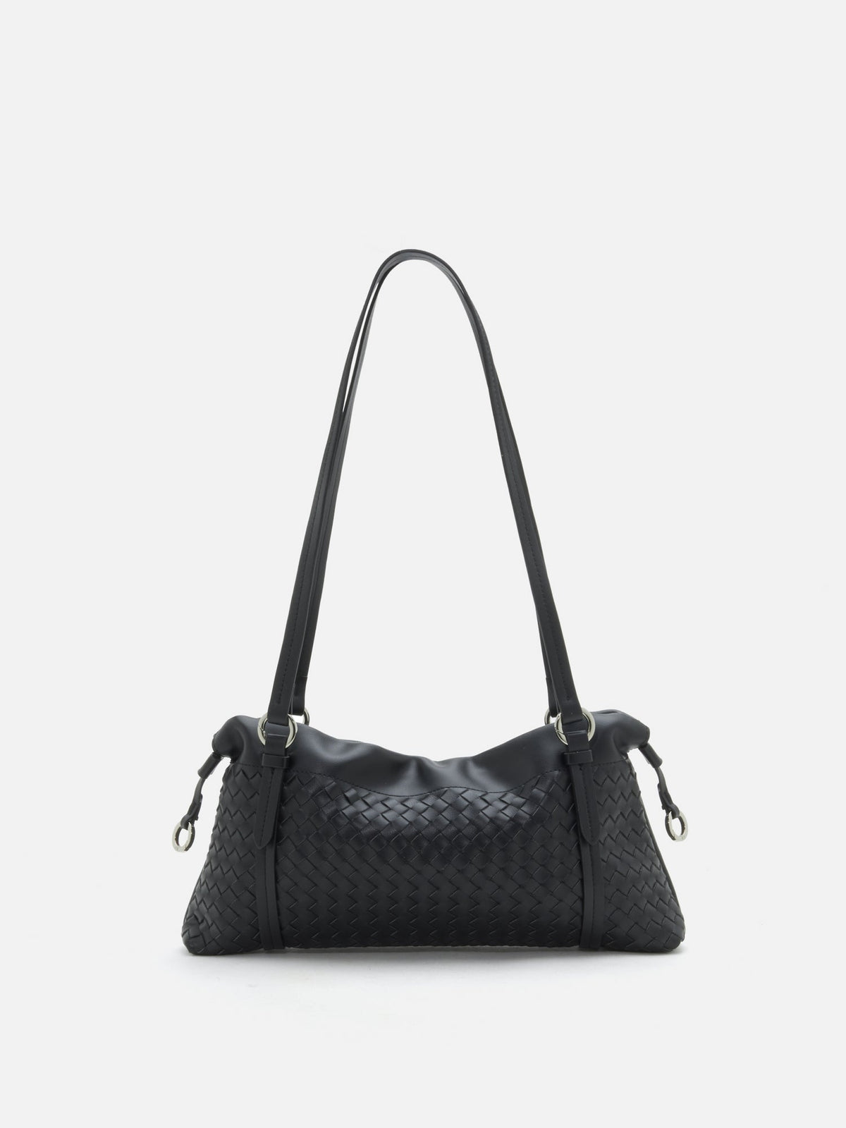 PAZZION, Ida Woven Leather Shoulder Bag, Black