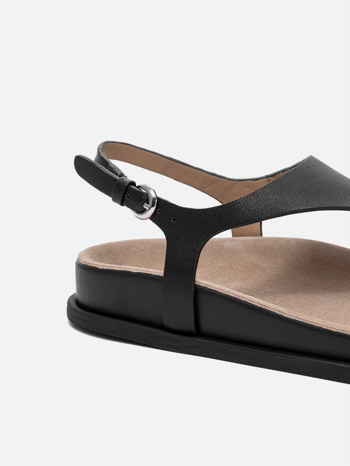 PAZZION, Illienne Toe-Ring Leather Sandals, Black
