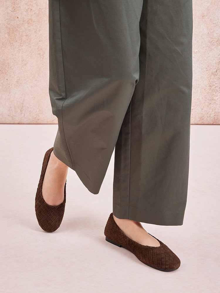 PAZZION, Imani Woven Flats, Darkbrown