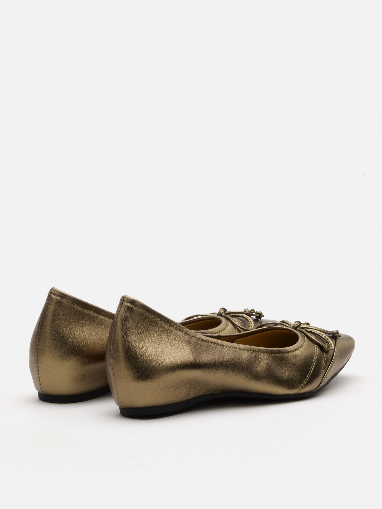 PAZZION, Iridelle Bow Leather Flats, Bronze