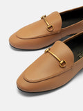 PAZZION, Isabeau Metal Buckle Loafers, Camel