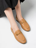PAZZION, Isabeau Metal Buckle Loafers, Camel