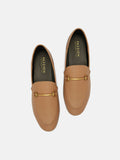 PAZZION, Isabeau Metal Buckle Loafers, Camel
