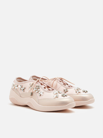 Isabeli Crystal-Embellished Lace-Up Sneakers