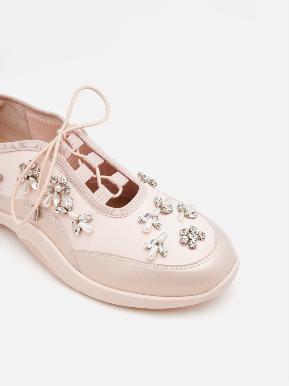 PAZZION, Isabeli Crystal-Embellished Lace-Up Sneakers, Pink