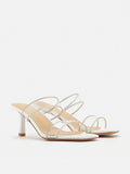 PAZZION, Isidora Crystal Embellished Strapped Heel Sandals, Beige