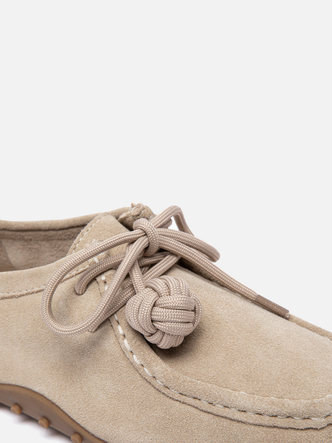 PAZZION, Isla Laced Up Suede Loafers, Almond