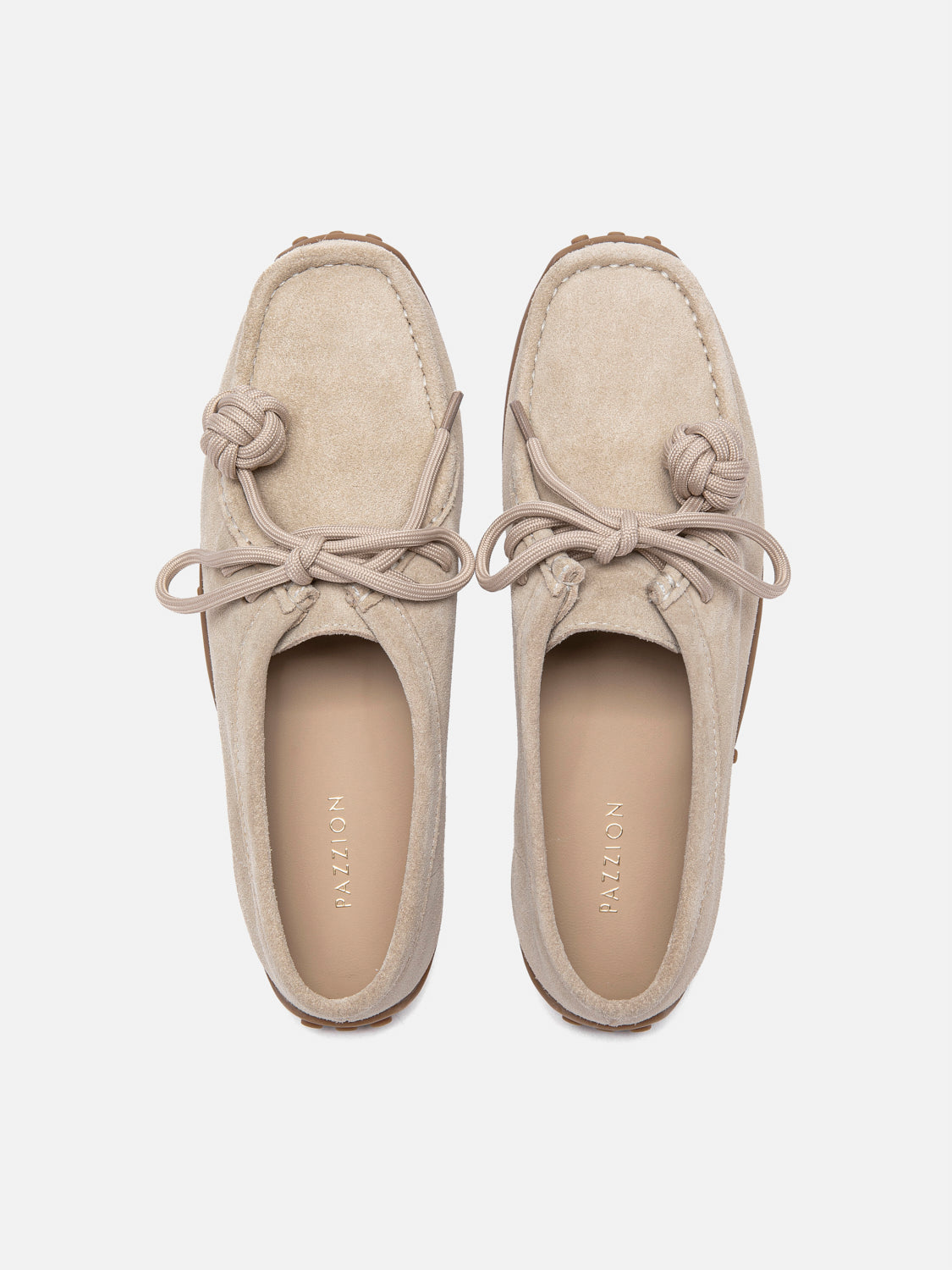 PAZZION, Isla Laced Up Suede Loafers, Almond
