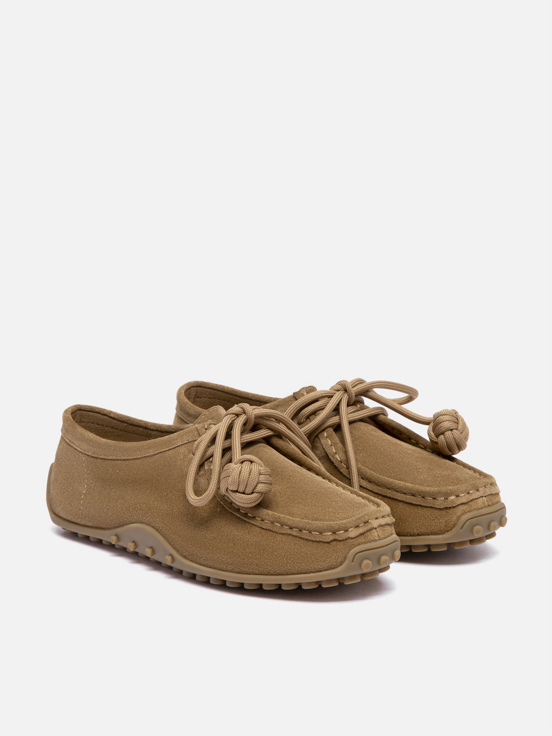 PAZZION, Isla Laced Up Suede Loafers, Brown