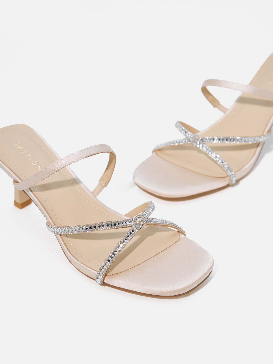 PAZZION, Ivana Crystal Embellished Sandal Heels - Champagne, Champagne