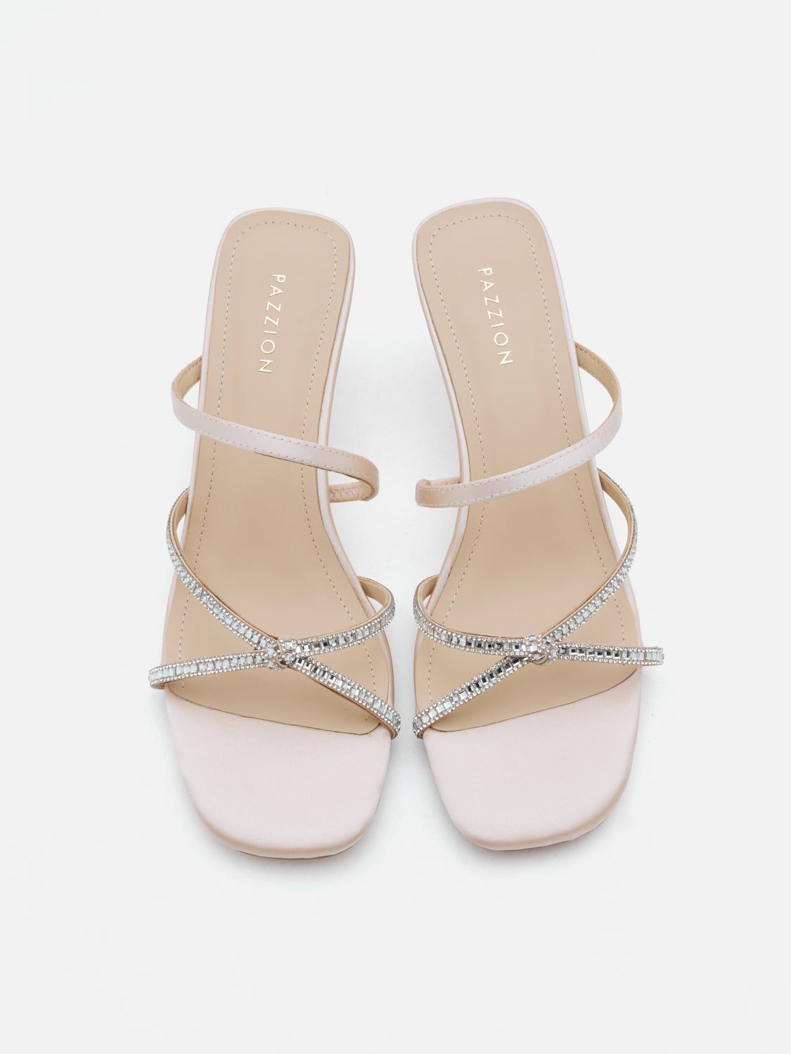 PAZZION, Ivana Crystal Embellished Sandal Heels - Champagne, Champagne