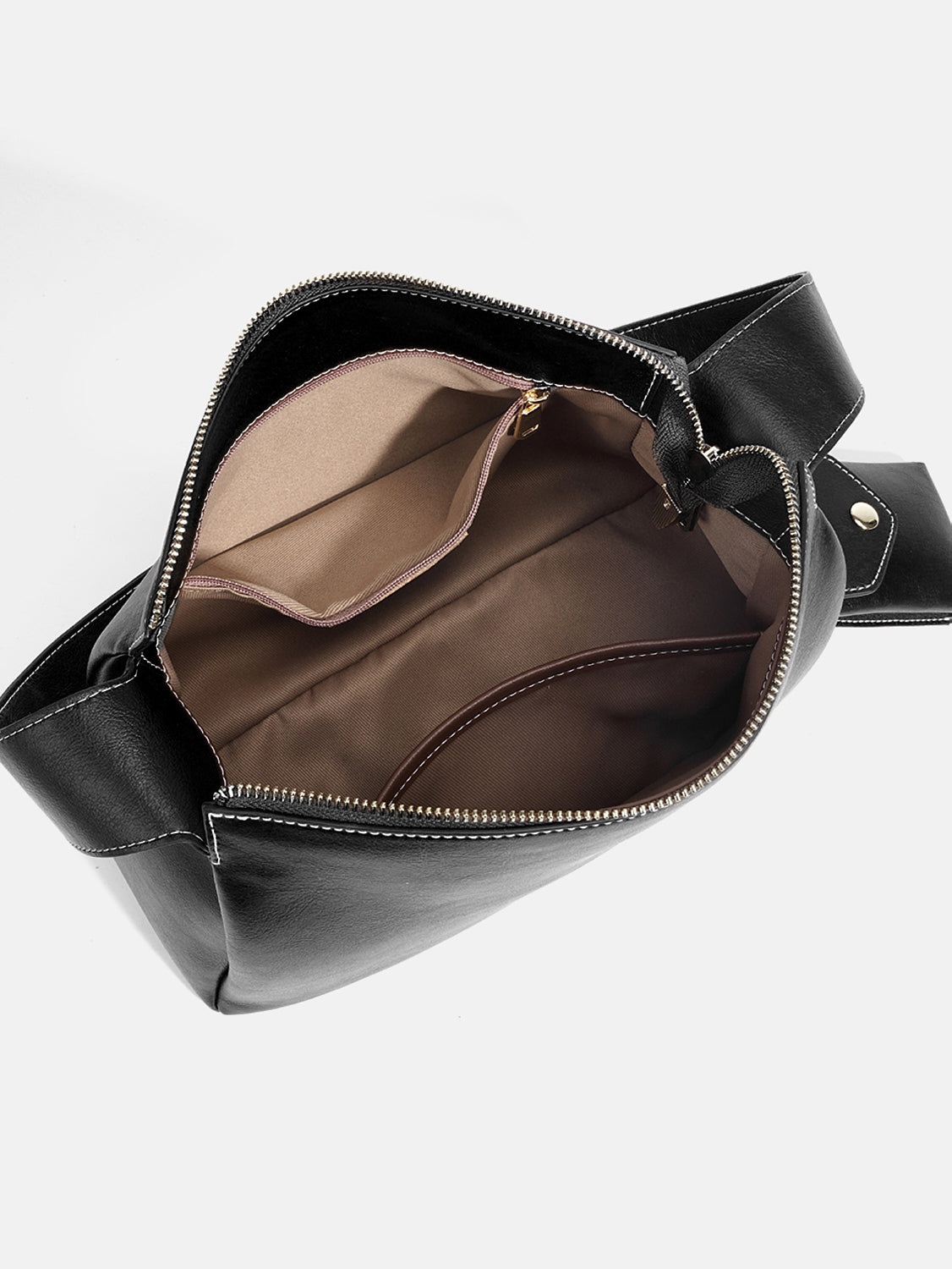 PAZZION, Ivana Lock Leather Bag, Black