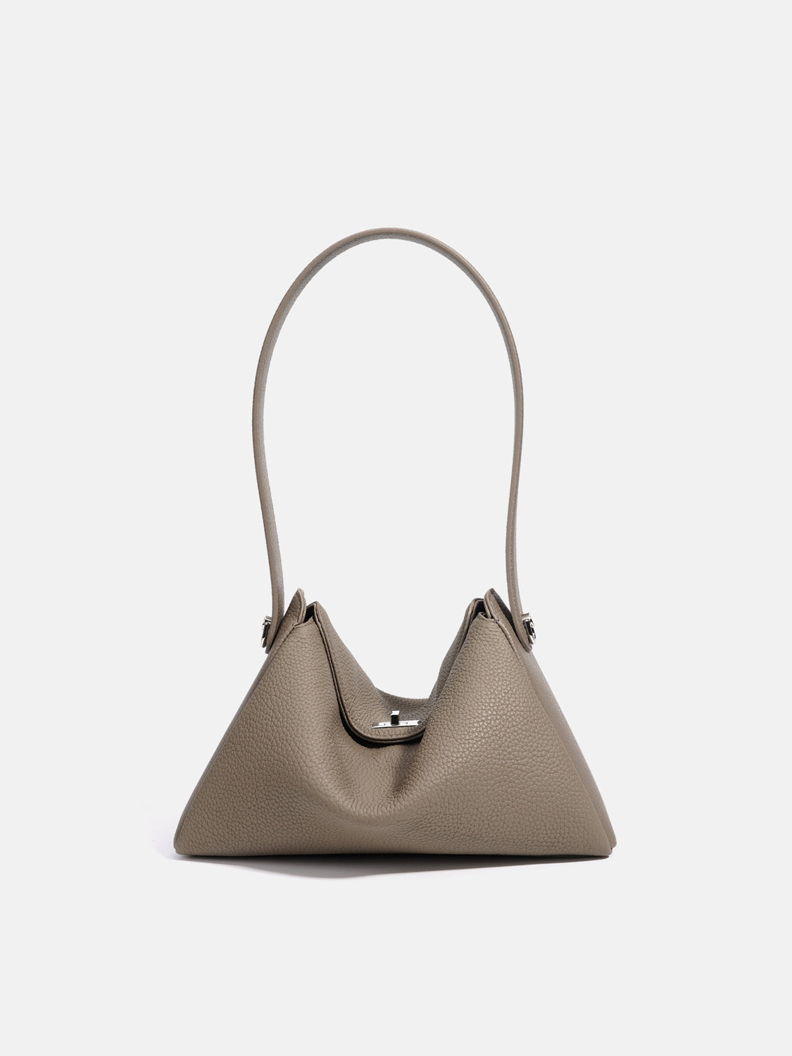 PAZZION, Iyana Twist Lock Leather Bag - Khaki, Khaki