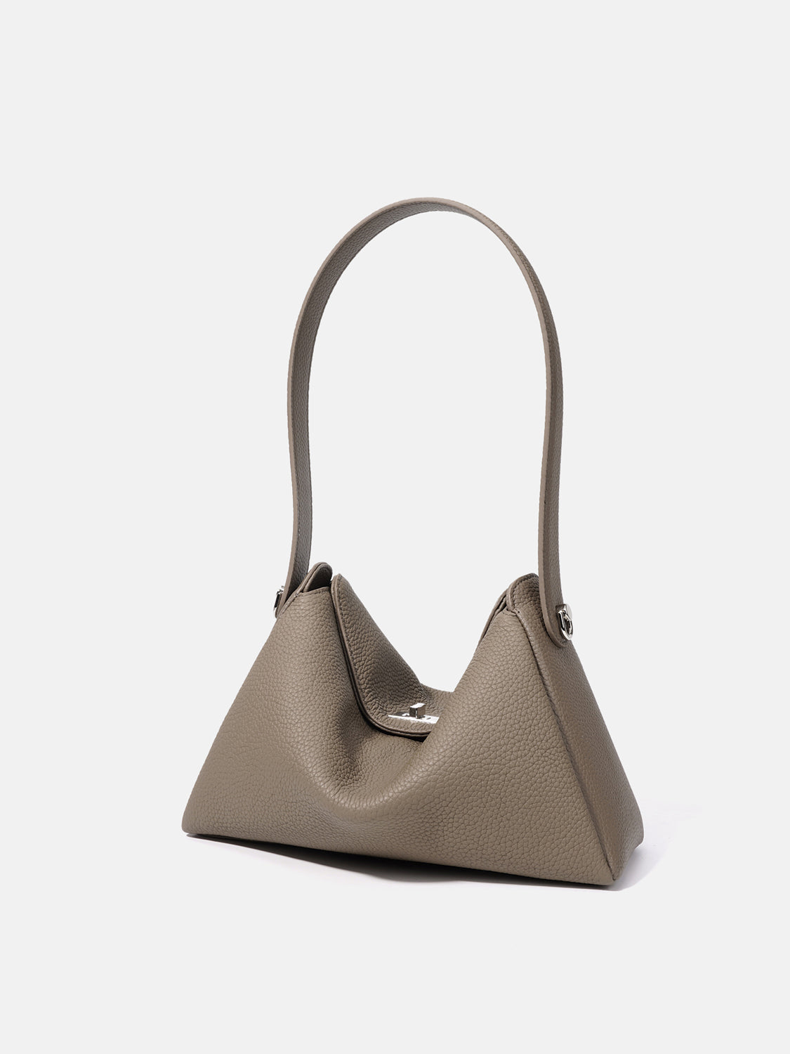 PAZZION, Iyana Twist Lock Leather Bag - Khaki, Khaki