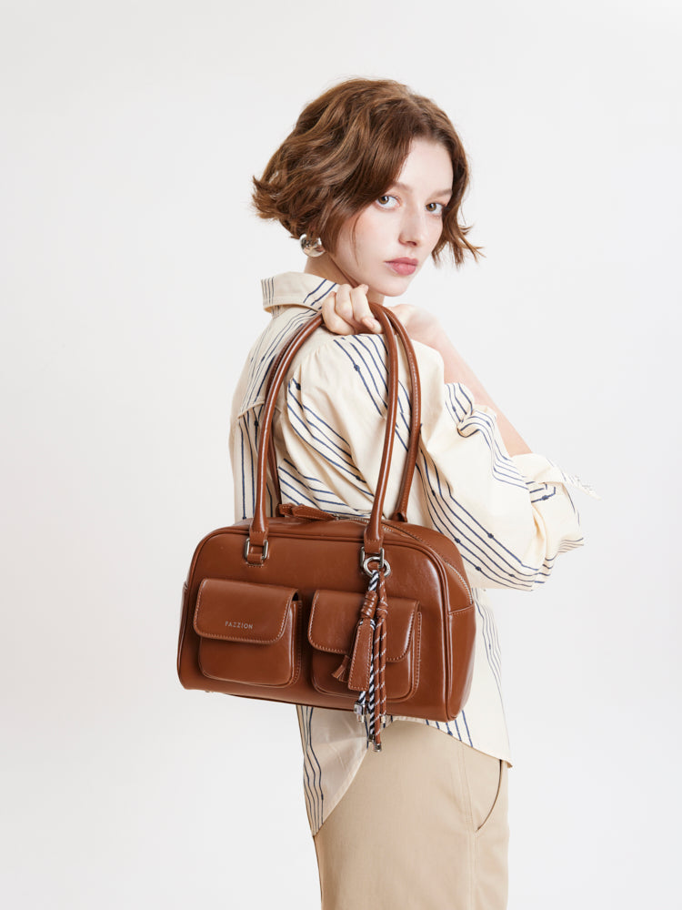 ★ILLIGO★ Eyelet Stud Shoulder Bag Grey 5011544533 Jaida Elongated Handle Shoulder Bag – PAZZION