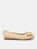 PAZZION, Jan Buckle Bow Square-Toe Flats, Almond